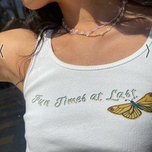 Lisa Says Gah Fun Times White Tank Top